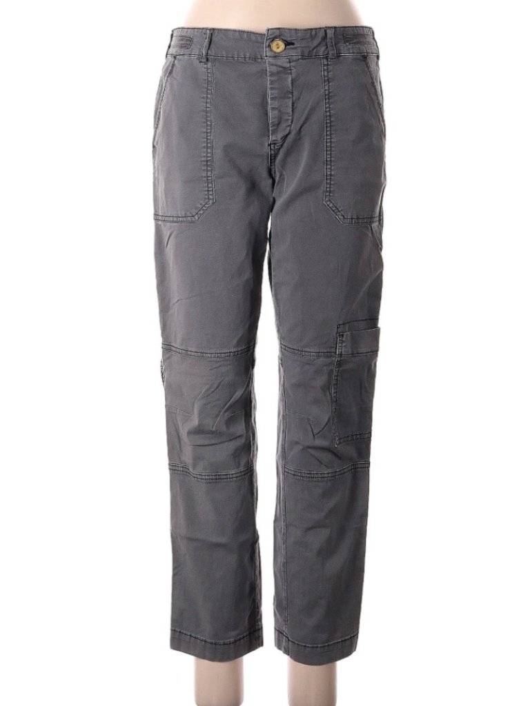 Anthropologie Hei Hei Cargo Pants Gray Utility Straight Leg Cropped Size 28